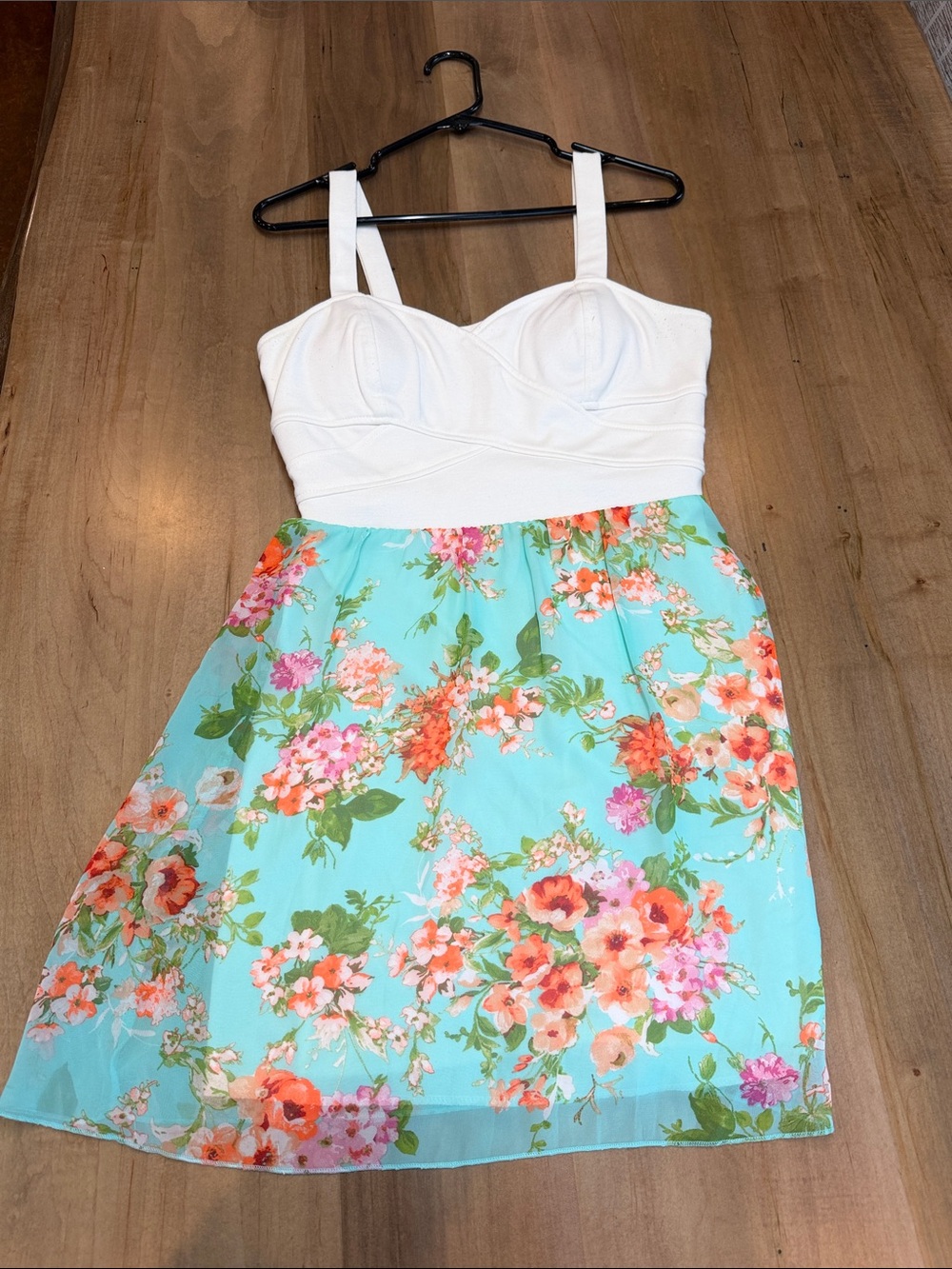 Emerald Sundae White & Aqua Floral Summer Dress